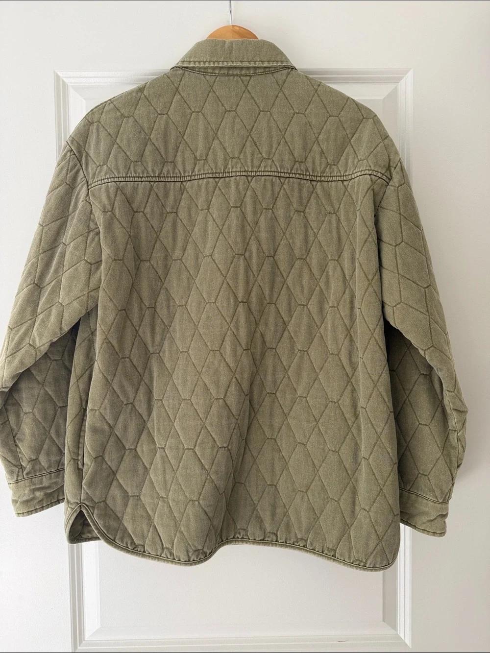 Joie Quilted Utility Jacket in Olive Green